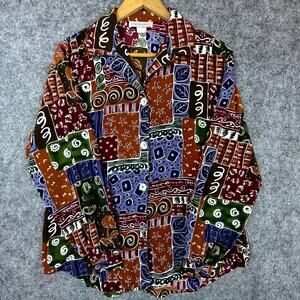Vintage Impressions Of California Shirt Womens 8 Multi Abstract 90s Secretary